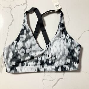 Aerie OFFLINE Leopard Print Strappy Back Sports Bra in Silver Shadow Size S NWT
